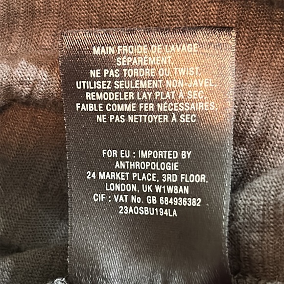 Anthro Vanessa Virginia Grey Textured Cotton Top w Deep, Embellished Neckline - Picture 9 of 11